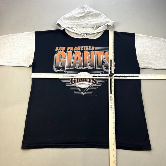 Vintage San Francisco Giants T-Shirt Hoodie Adult XL Black Logo 7 MLB USA 90s - Picture 12 of 15